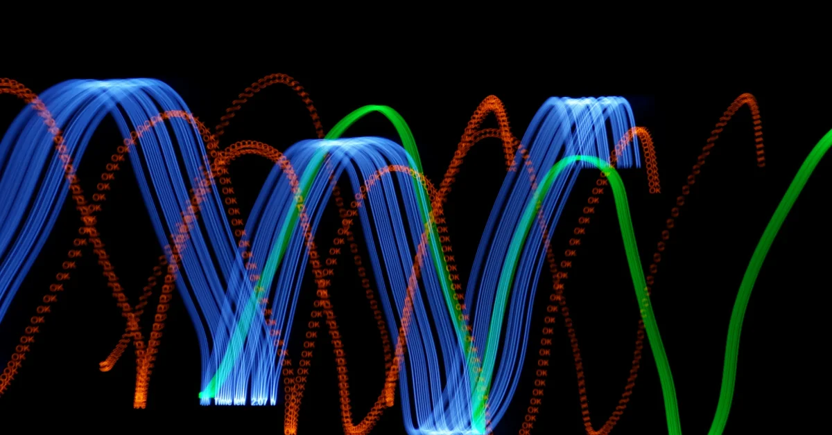 ondas de luz azul y naranja abstracto espectro par ppfd