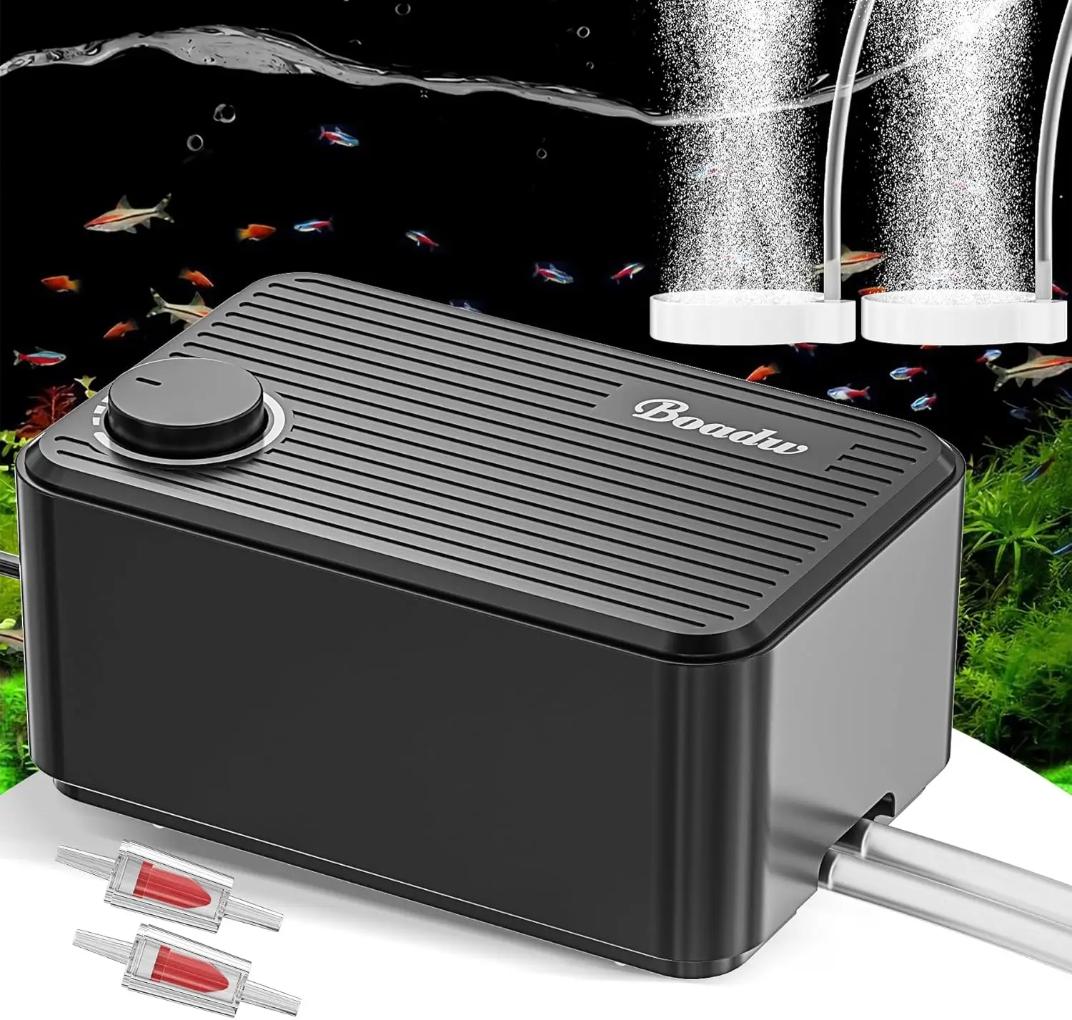 Boadw bomba aire ultra silenciosa 8W 600L/h ajustable sistema DWC hidropónico 2 salidas