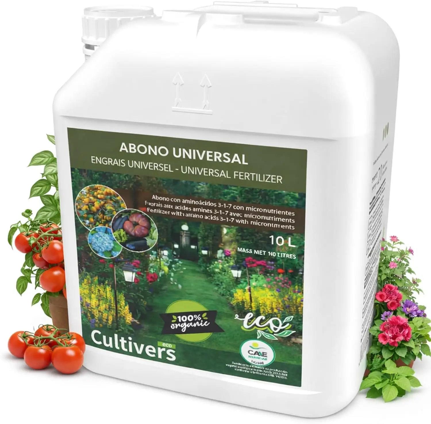 CULTIVERS fertilizante líquido 10L NPK 4-1-7 potasio micronutrientes fresas hidropónicas floración dulzor brix