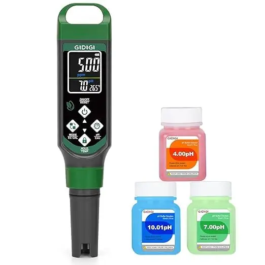GIDIGI medidor pH EC TDS temperatura 4 en 1 jardín vertical hidropónico control solución nutritiva