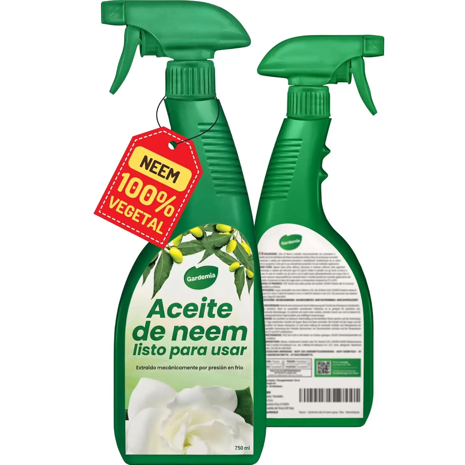 Gardemia aceite de neem spray listo para usar contra araña roja y mosca blanca