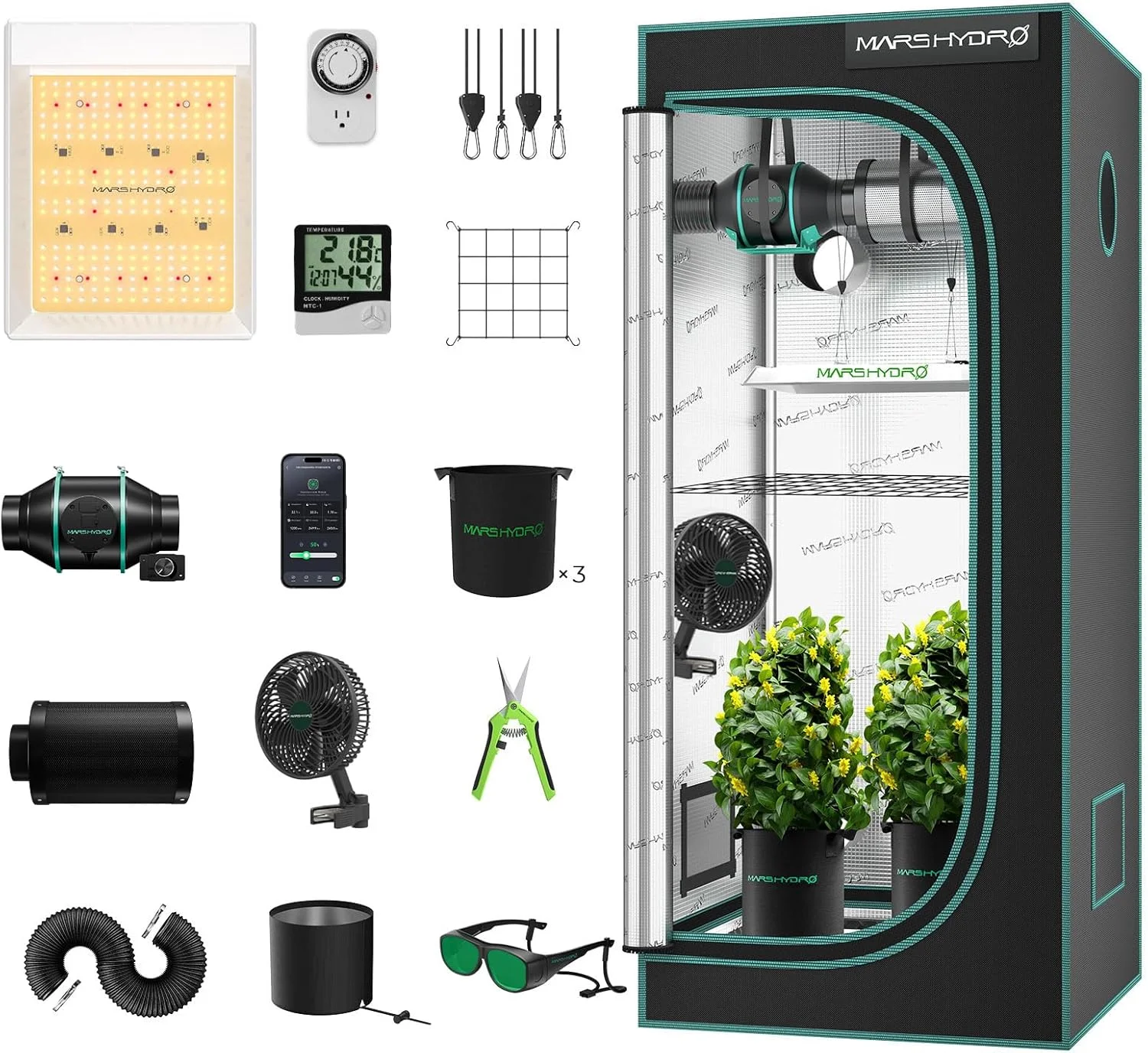 Mars Hydro TS600 kit armario cultivo interior completo 60x60