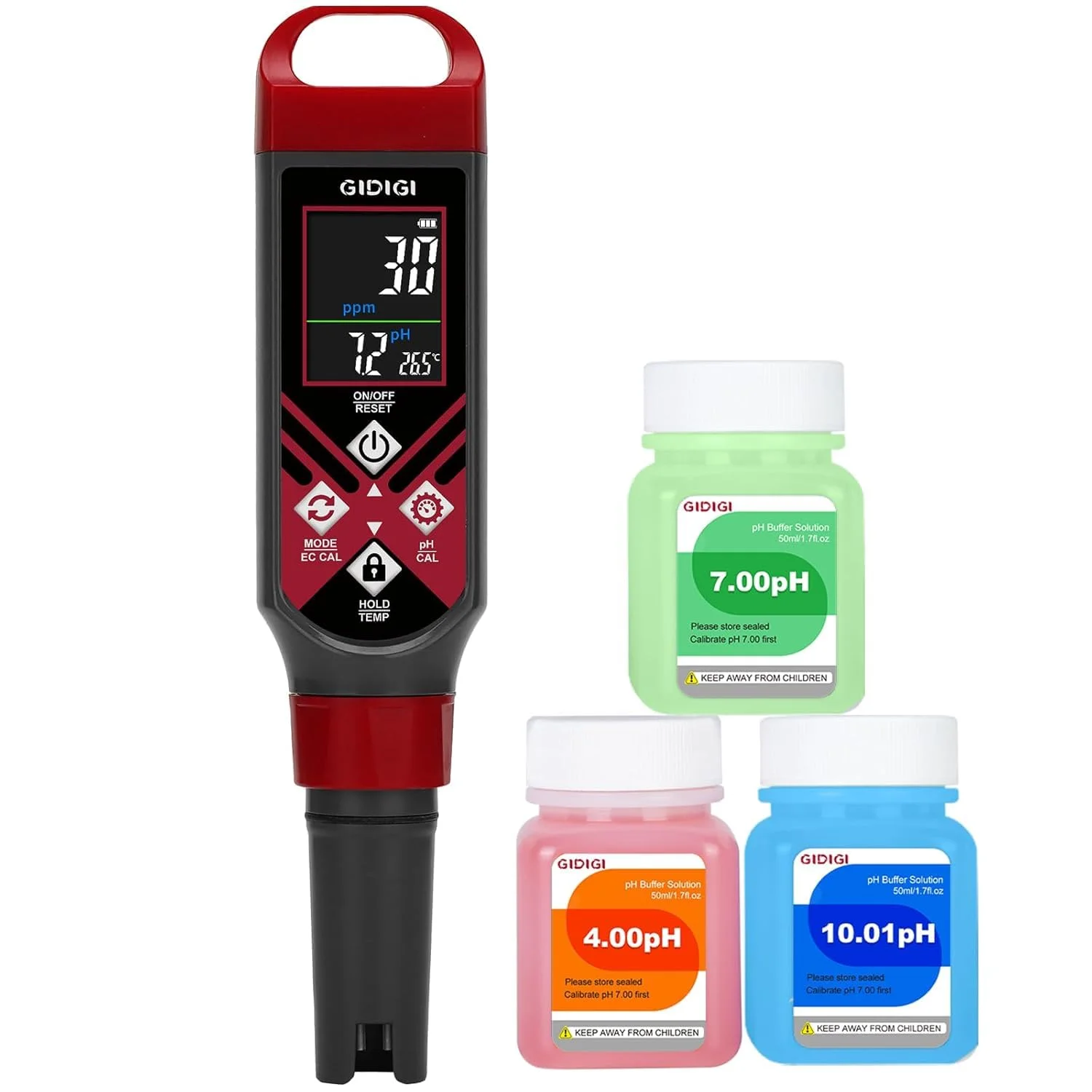 Medidor Digital 5 en 1 de pH EC TDS para hidroponía NFT