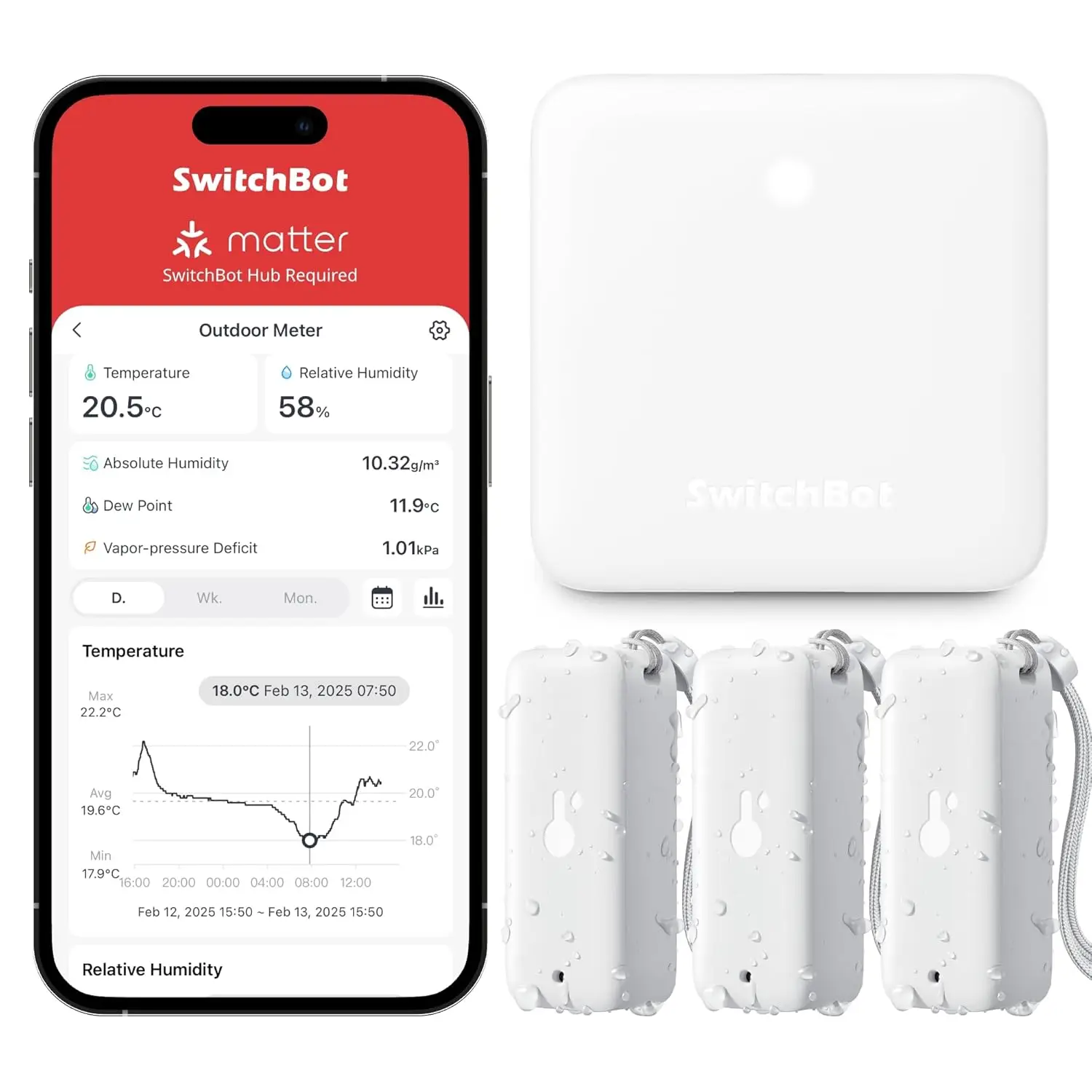 SwitchBot termómetro higrómetro WiFi 3 pack Hub Mini IP65 impermeable sensor temperatura humedad armario cultivo domótica