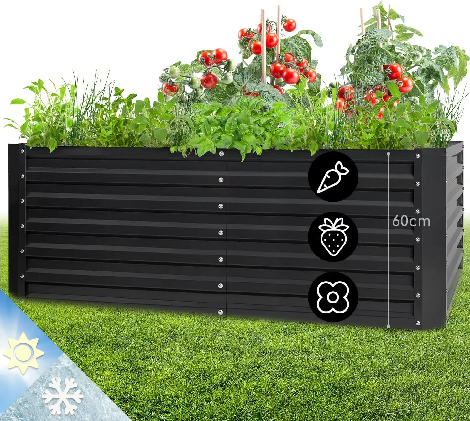 blumfeldt jardinera exterior 1200L huerto urbano terraza plantas vegetales metal galvanizado resistente intemperie
