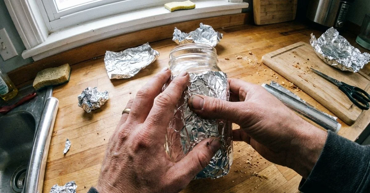 Infografía del método Kratky: cámara de aire entre tapa y solución, raíces parcialmente sumergidas en bote opaco sin bomba