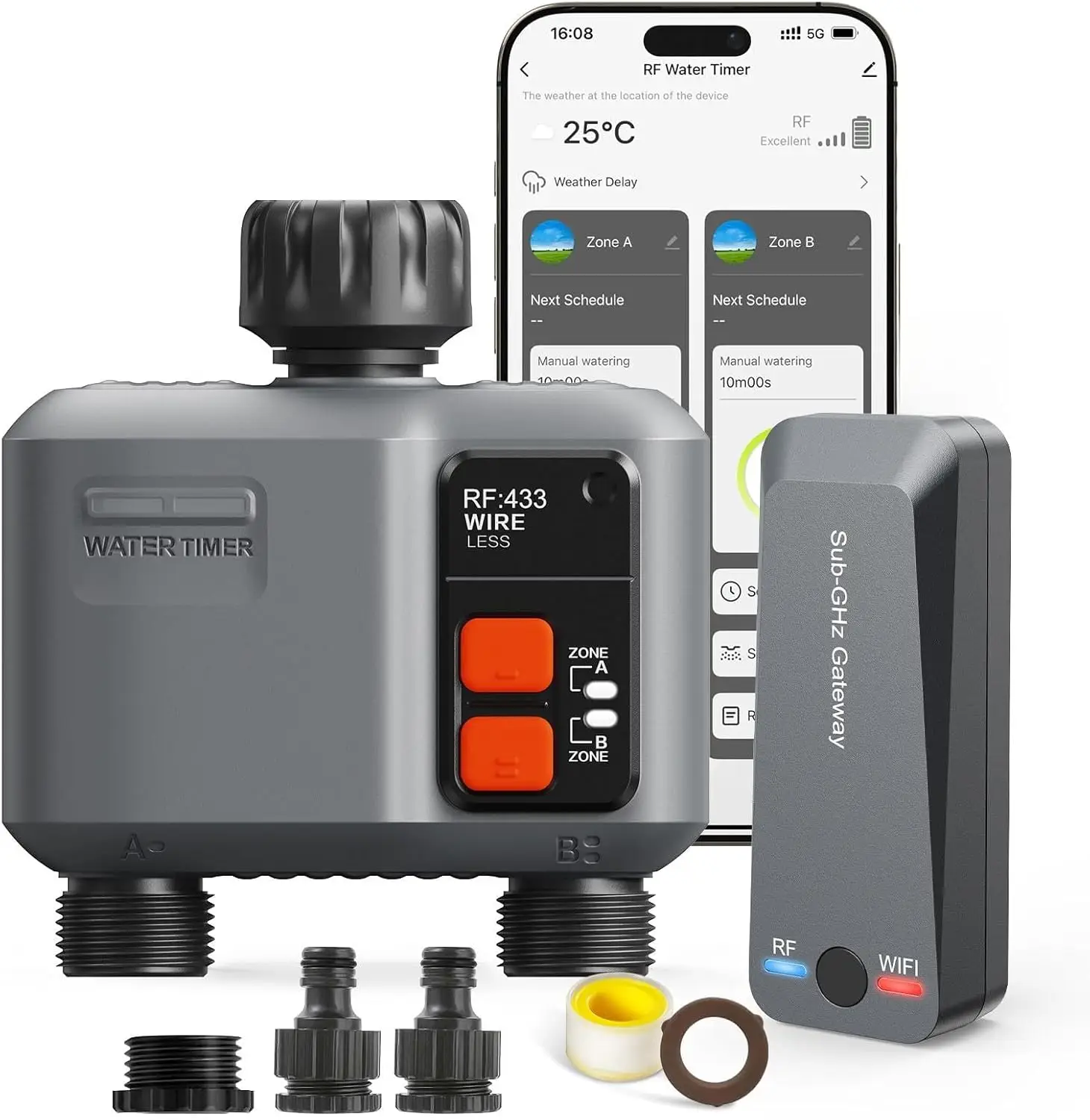 Johgee programador riego WiFi 2 salidas temporizador automático jardín vertical hidropónico Alexa Smart Life