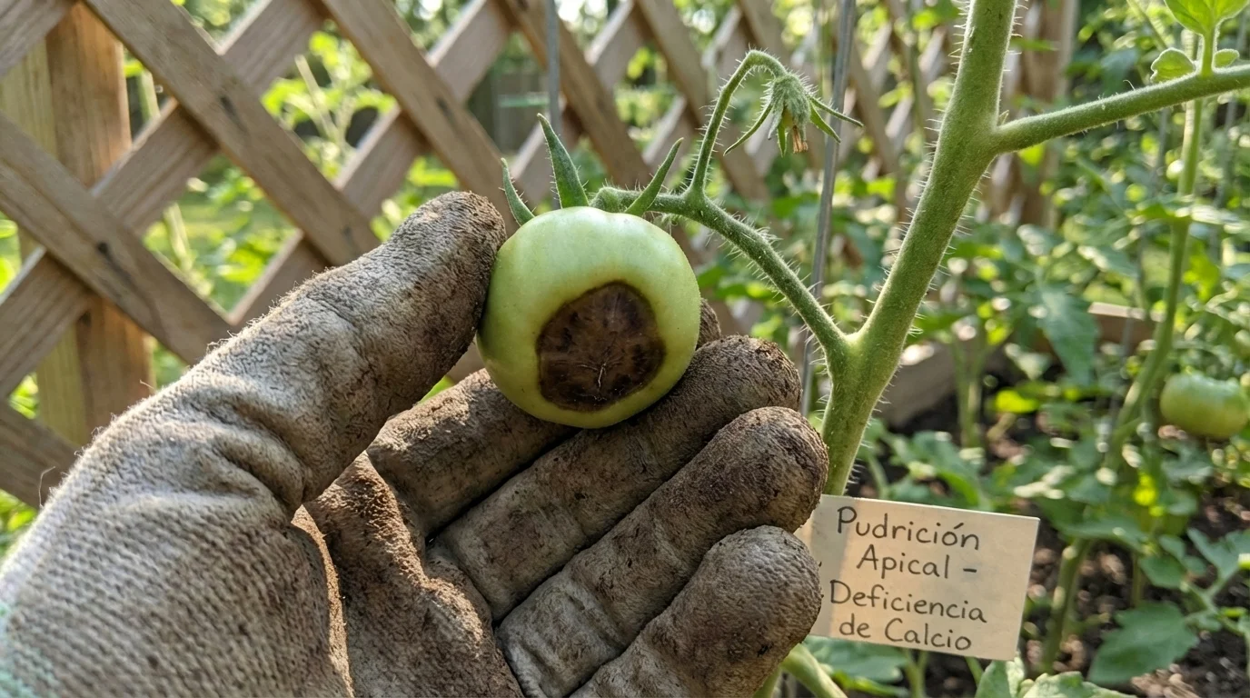 Hojas de tomate hidropónico mostrando síntomas de deficiencia de calcio, hierro y magnesio por pH incorrecto en la solución nutritiva