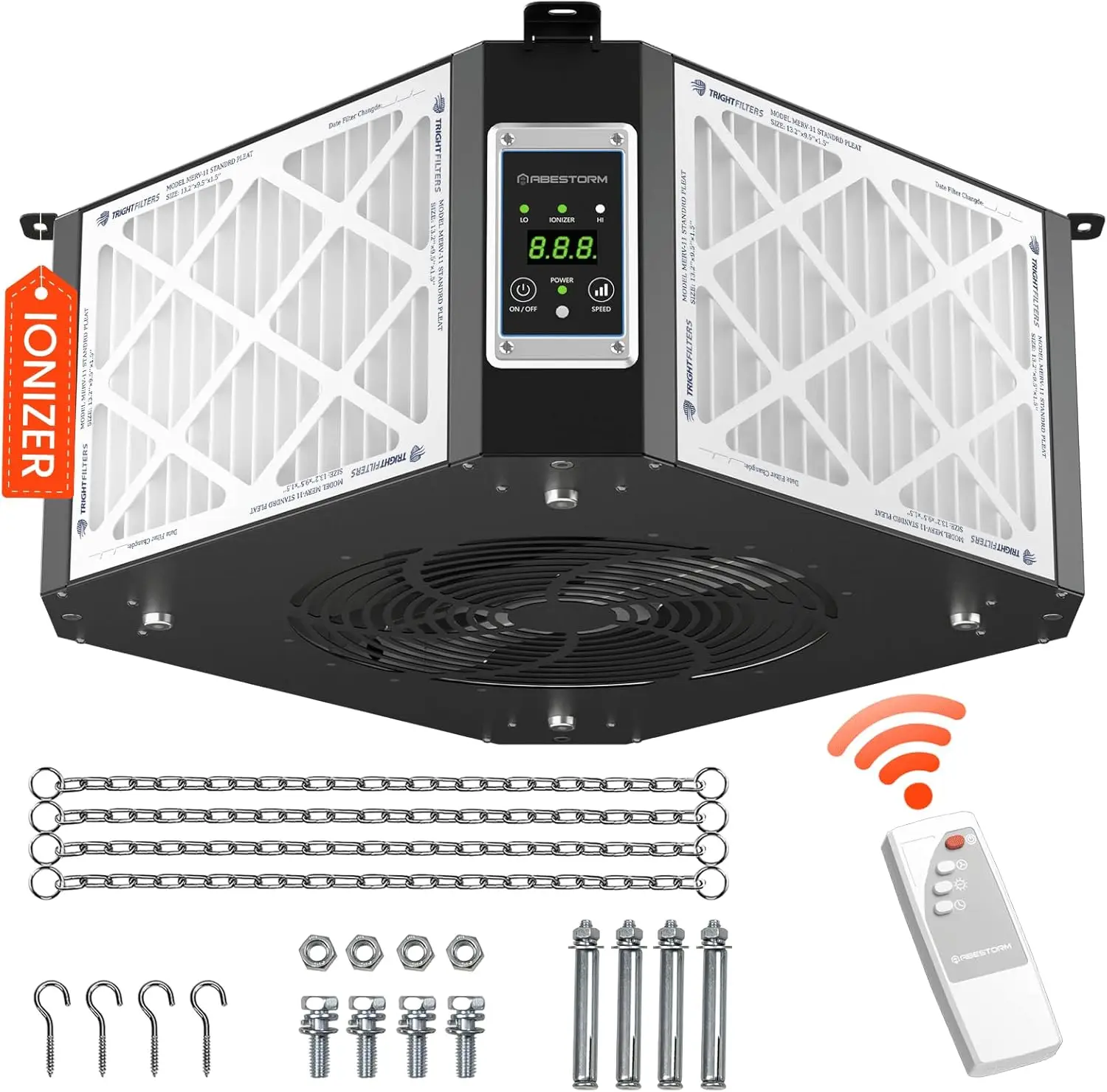 ABESTORM sistema filtración aire 360 grados 1350 CFM filtro colgante profesional cultivo