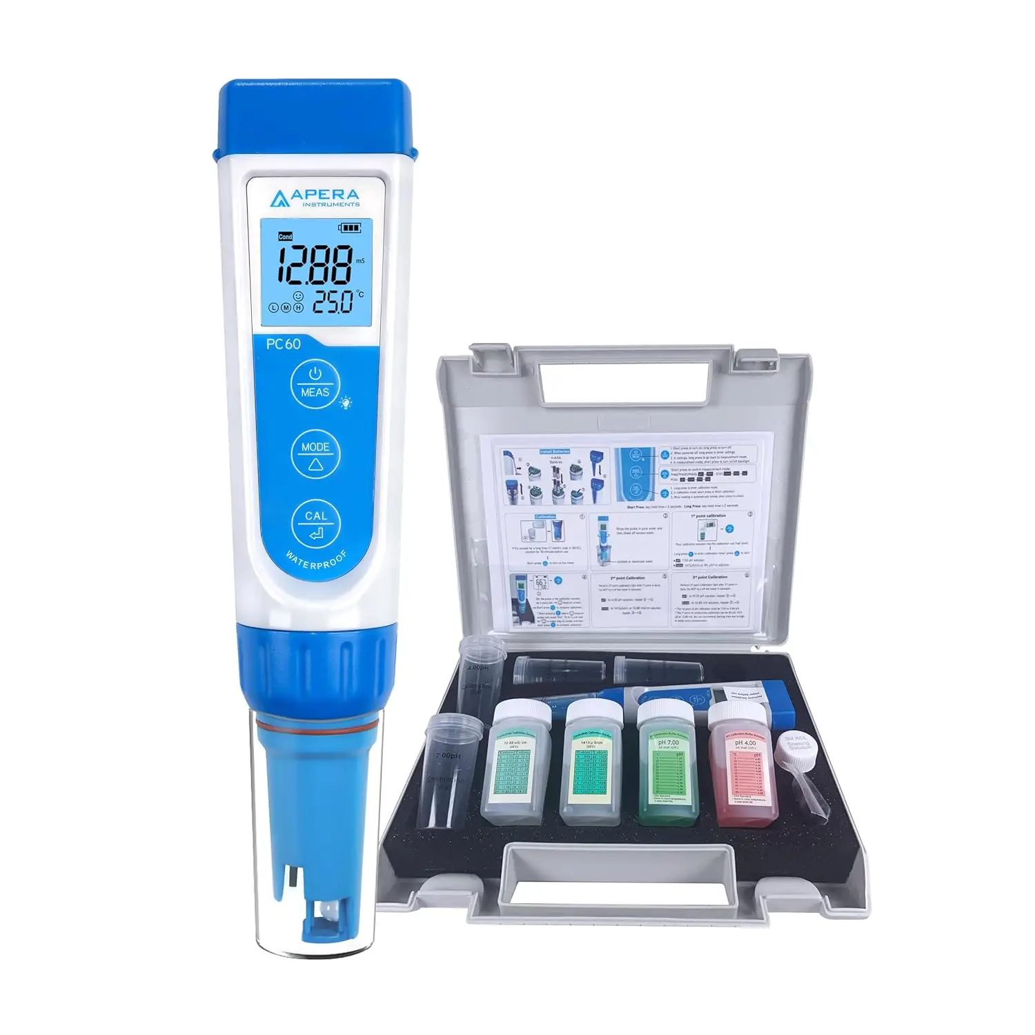 Apera Instruments PC60 Premium medidor pH CE TDS salinidad temperatura 5 en 1 cultivo indoor
