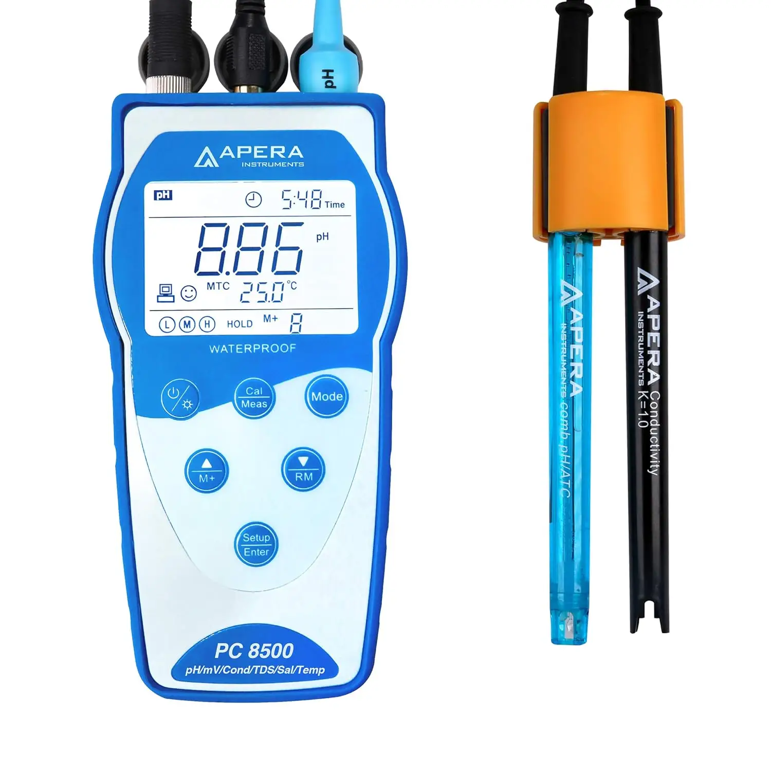 Apera Instruments PC8500 kit medidor pH conductividad portátil profesional laboratorio cultivo