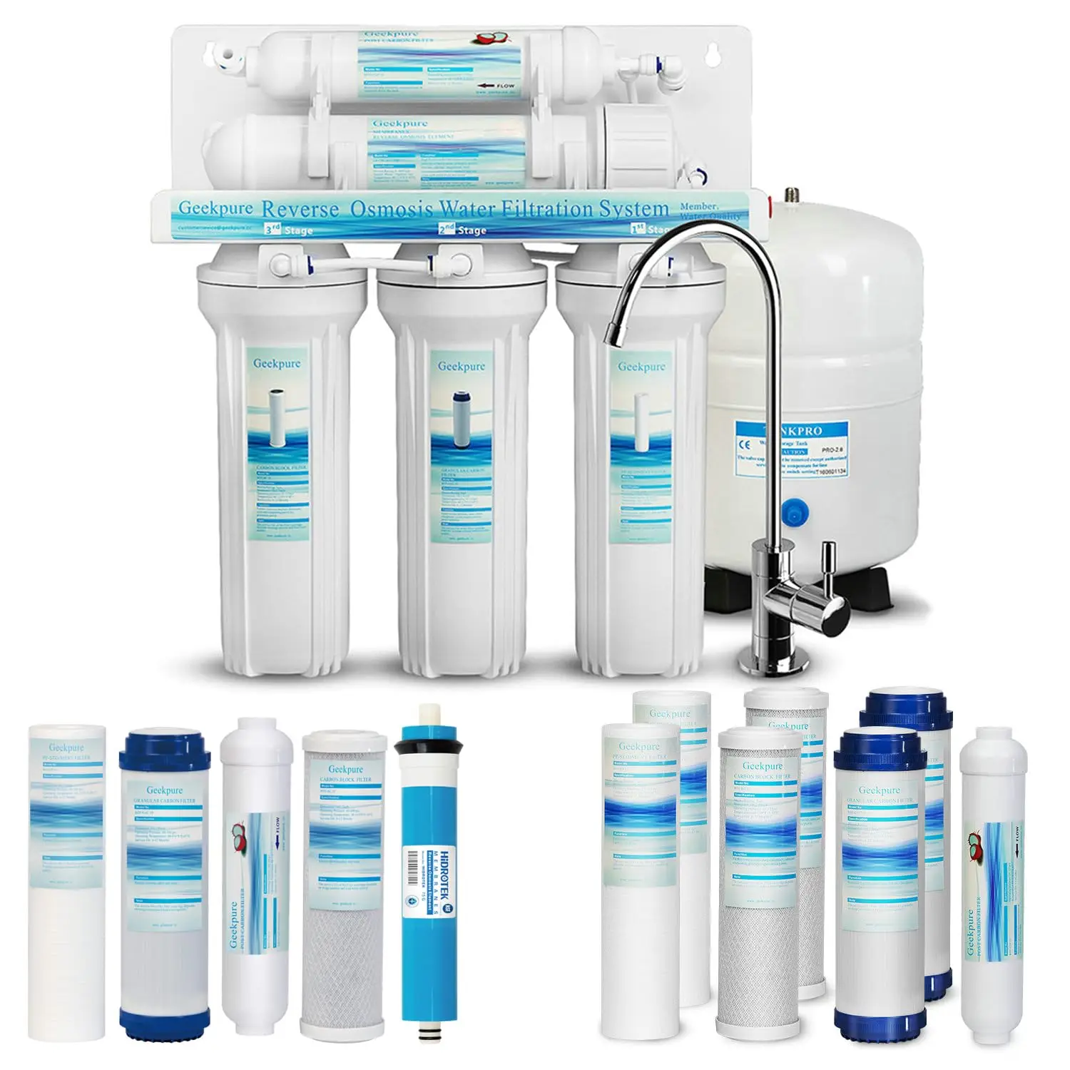 Geekpure sistema filtro agua potable ósmosis inversa 5 etapas doméstico cultivo indoor