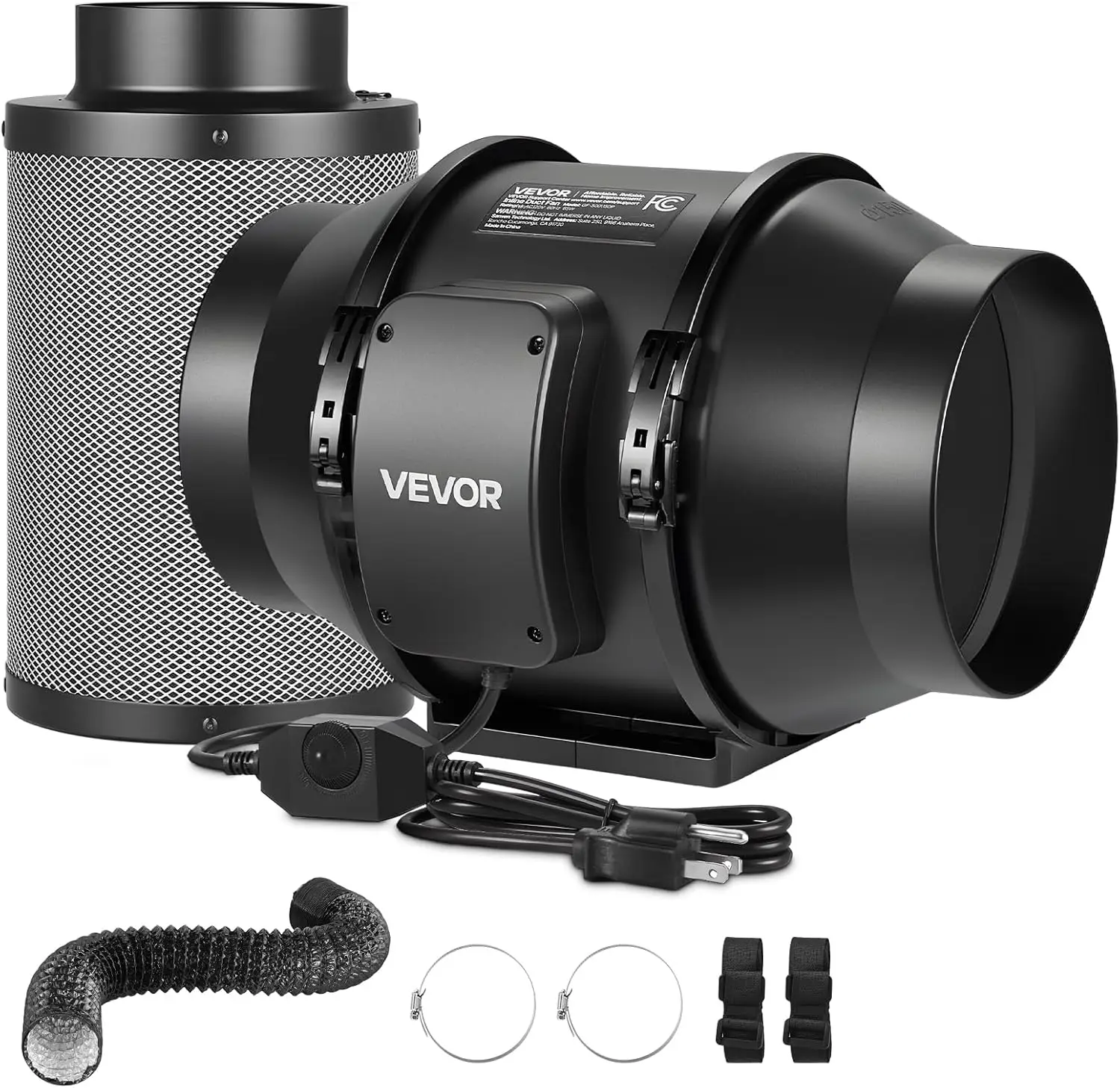VEVOR kit filtración aire 6 pulgadas ventilador conducto en línea 180 CFM filtro carbón armario cultivo