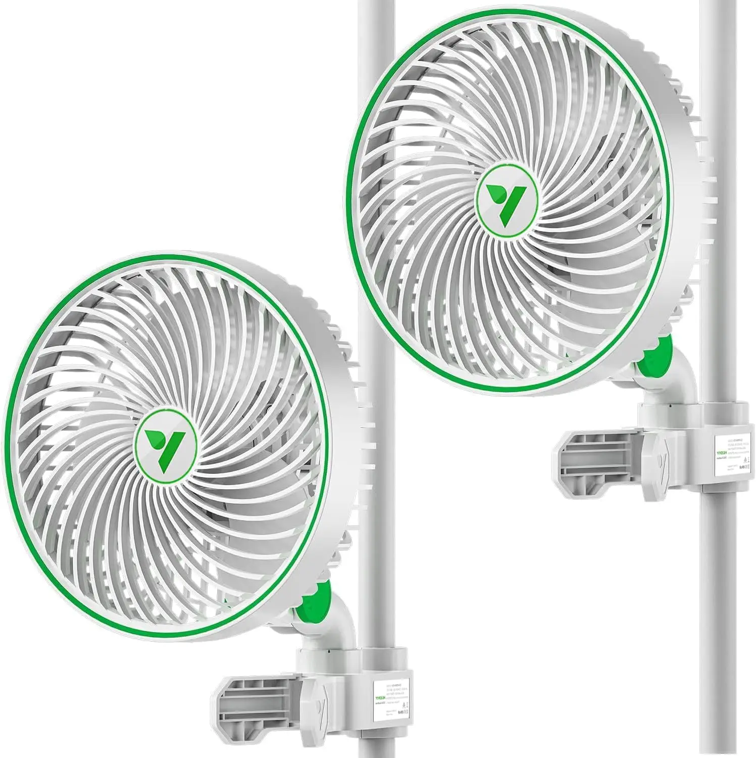 VIVOSUN AeroWave E6 Gen2 blanco 2 ventiladores pinza motor EC 12W control velocidad armario cultivo