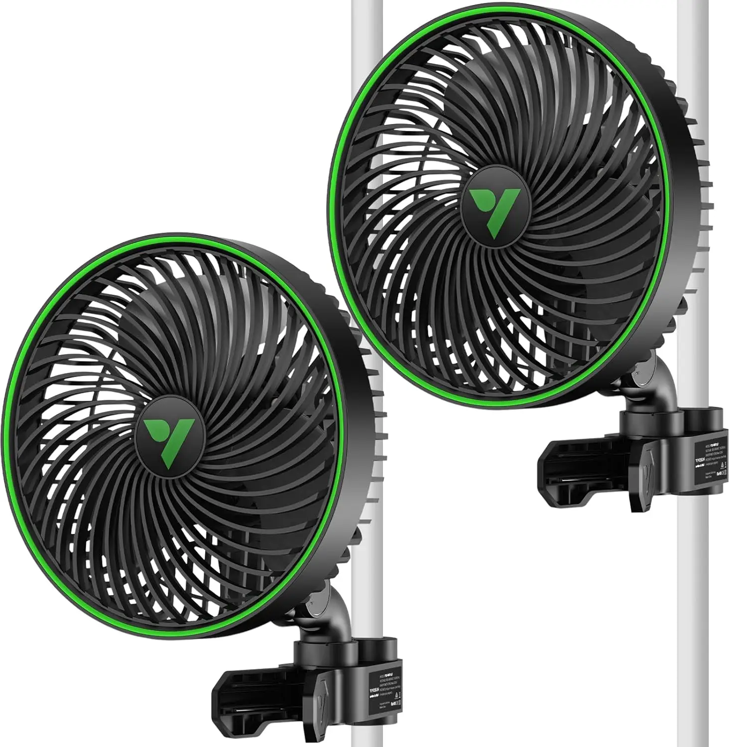 VIVOSUN lote 2 ventiladores cultivo pinza AeroWave E6 negro oscilante armario interior