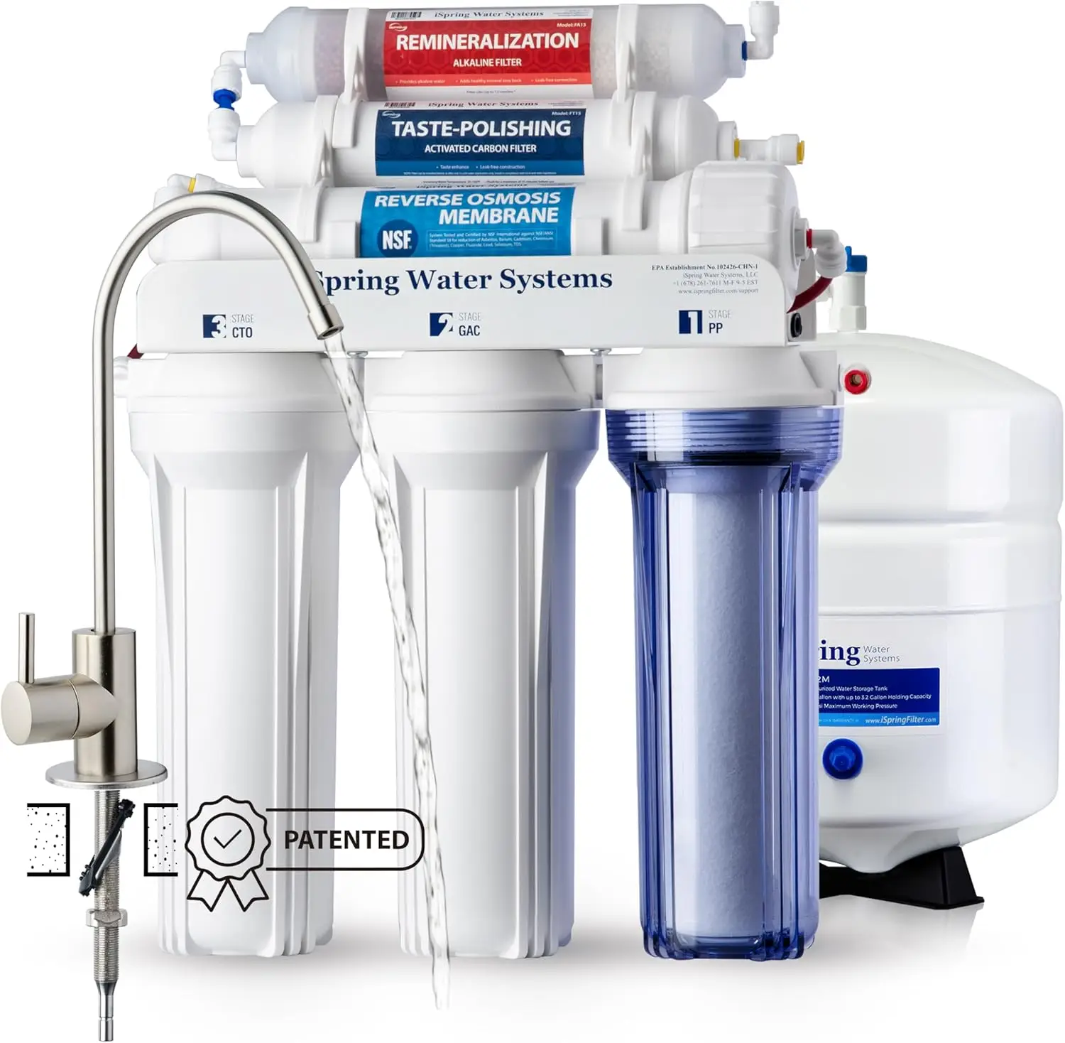 iSpring RCC7AK sistema ósmosis inversa doméstica 6 etapas agua pura cultivo indoor hidroponía