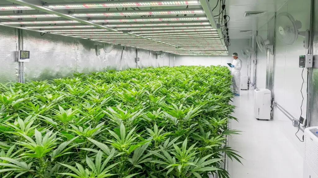 Plantas de interior sanas transpirando perfectamente gracias a un control óptimo de la humedad