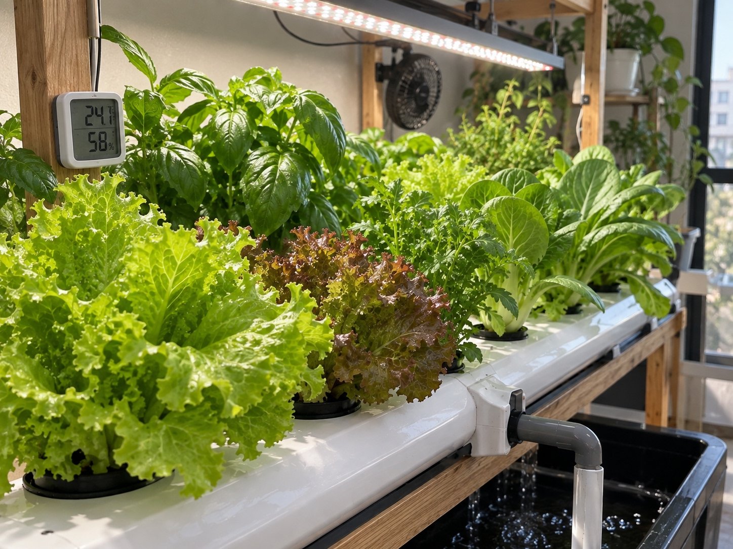 Cultivo interior con sensor para controlar temperatura y humedad