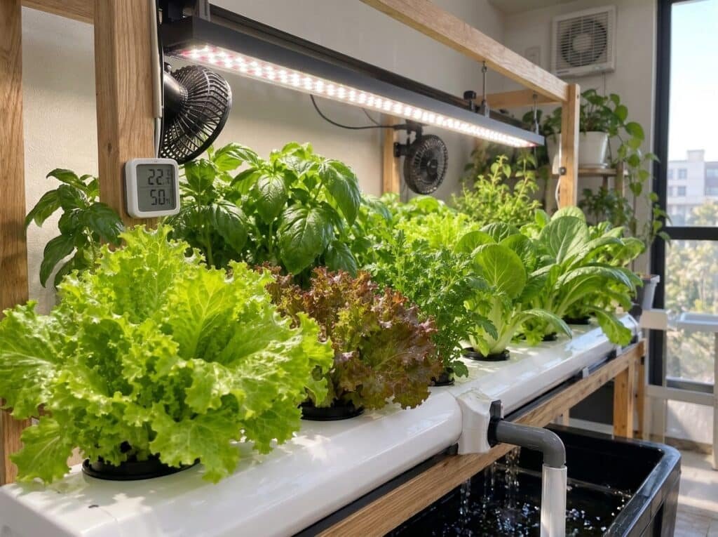 Ventilación suave entre plantas de cultivo interior para mejorar el ambiente